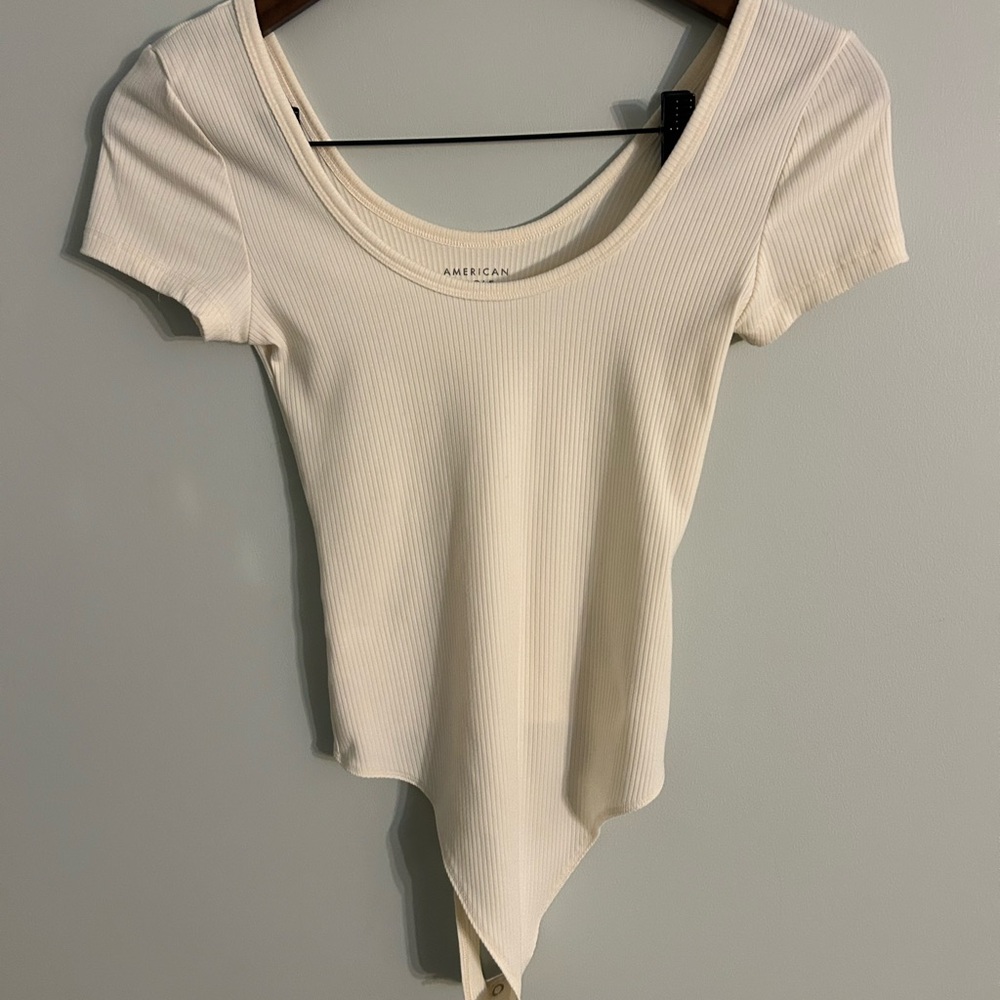 American Eagle Cream Ribbed Bodysuit